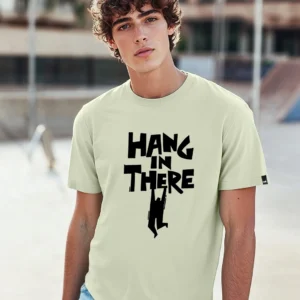 Men's Fog Green Hangin There Graphic Printed T-shirt